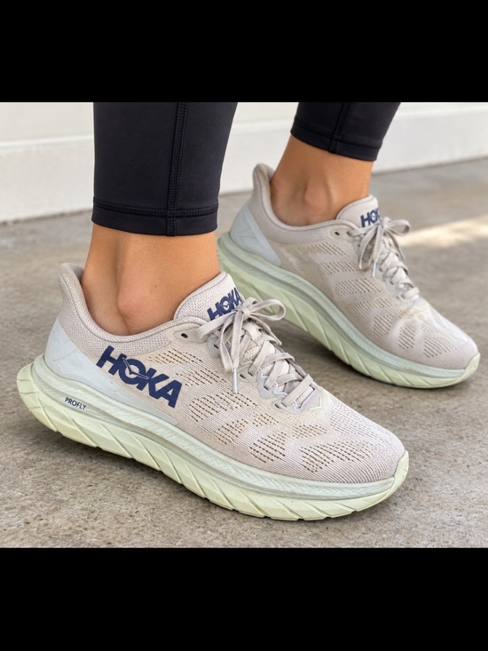 HOKA Mach 4 Gray Blue Running Shoes Women’s Size 9B Athletic Sneakers
